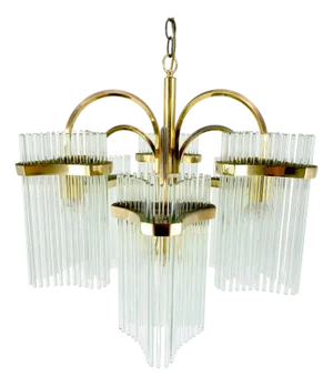 Glass Rod Prisms Gaetano Sciolari Chandelier Light Fixture Stunning.