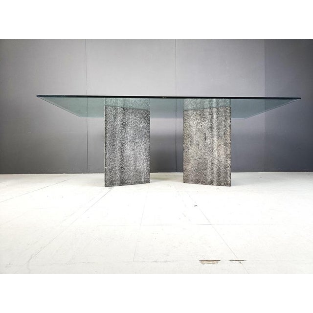 Vintage Brutalist GLass and Marble Dining Table, 1970s For Sale - Image 6 of 11