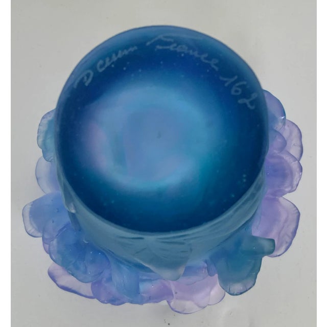 Daum Drum French Passion Rose Crystal Vase For Sale - Image 4 of 5