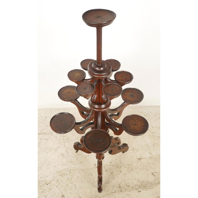 Victorian Early 20th Century Victorian Spinning Fretwork Freestanding Plant Stand For Sale - Image 3 of 9