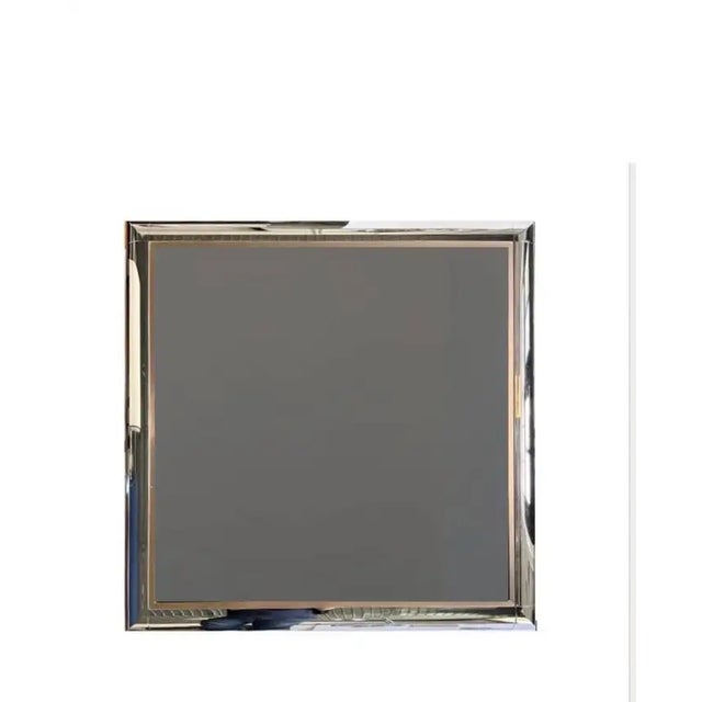 Karl Springer Mid Century Modern Karl Springer Style Chrome & Brass Square Coffee Table For Sale - Image 4 of 9