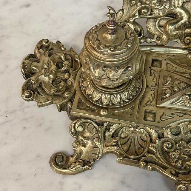 19th Century French Bronze Double Inkwell in Renaissance Revival Style For Sale - Image 10 of 18