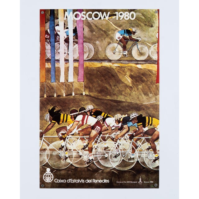 Moscow Cycling Olympic Poster, Spain, 1980s For Sale - Image 3 of 9