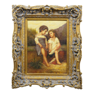Late 20th Century At the Edge of the Brook Oil Painting After William-Adolphe Bouguereau 24"