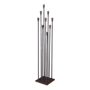 Mid-20th Century Forged Iron Nine-Light Candle Holder in the Manner of Harry Bertoia