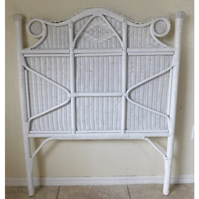 Pair Vintage C1980s Ornate White Wicker Twin Size Headboards For Sale - Image 9 of 18