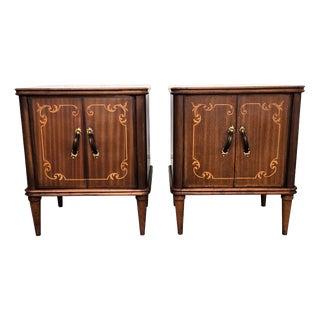 Mid-Century Modern Italian Wood Nightstands, 1950s, Set of 2 For Sale