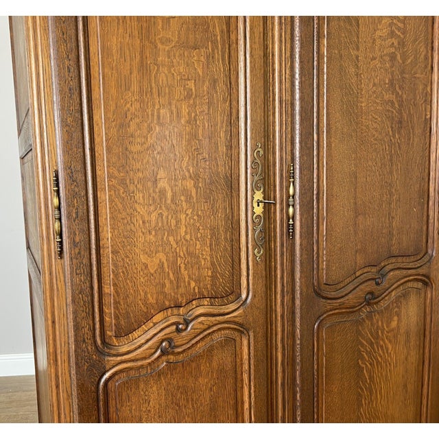 Vintage French Louis XVI Style Wardrobe in Oak For Sale - Image 5 of 13