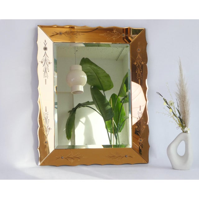 Large Venetian Rectangular Bronze Wall Mirror with Etched Details, Italy, 1920s For Sale - Image 14 of 14