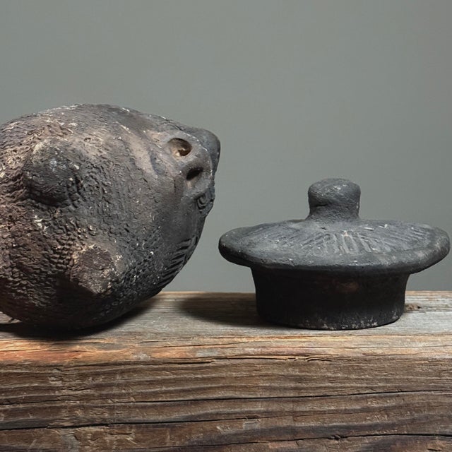 Ceramic Rare Anthropomorphic Folk Art Sculptural Cup With Lid For Sale - Image 7 of 10