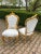 1970s Italian Baroque Gold Leaf Marble White Leather Dining Set – 5pcs For Sale - Image 16 of 18