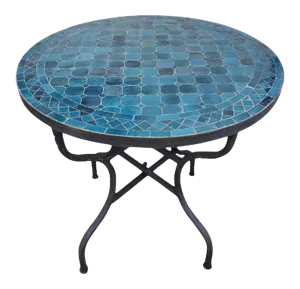 Moroccan 40" Petrol Blue Mosaic Coffee Table