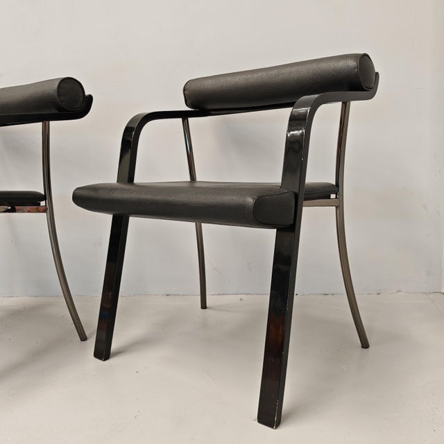 Vintage Black Armchairs with Armrests, 1980s, Set of 4 For Sale - Image 15 of 18