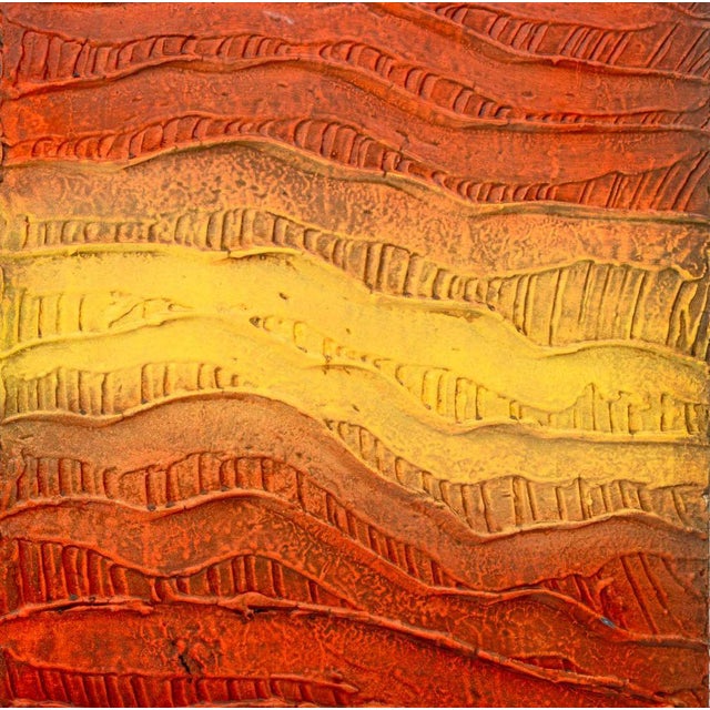 Contemporary Illegibly Signed Abstraction in Red Mixed Media For Sale - Image 3 of 7