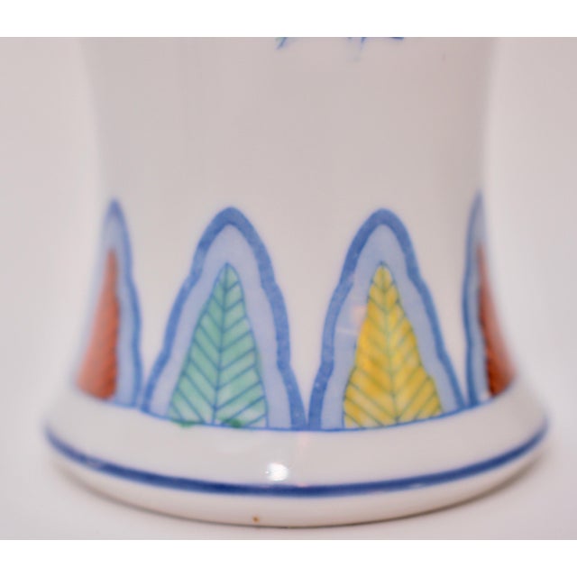 Vintage Chinese Ming Style Glazed Porcelain Lidded Vases - a Pair For Sale - Image 12 of 13