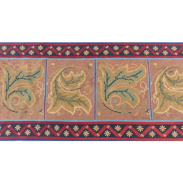 Late 19th Century 1880s Antique English Needlepoint Runner with Stylized Foliage and Floral Motif For Sale - Image 5 of 8