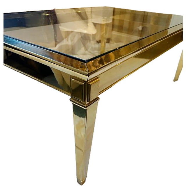 Contemporary Louis XVI Style 1970’s Brass Coffee Table For Sale - Image 3 of 7