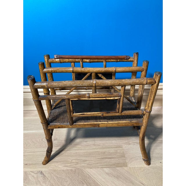 Victorian Antique 19th Century English Victorian Tortoise Bamboo Magazine Rack Stand For Sale - Image 3 of 15