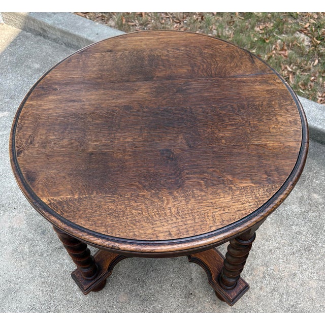 Vintage English Barley Twist Round Side Table For Sale - Image 10 of 11