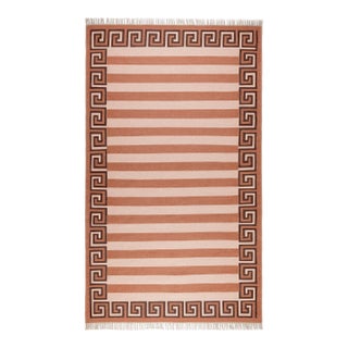 Part & Parcel Goods Wool Stripe Rug, 8' x 10', Bisque, Topaz and Chocolate For Sale