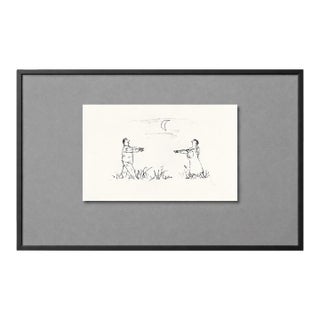 Mid 20th Century Couple Rushing to Embrace — William Steig Figurative Study No. 1, Float Mounted Print, Gallery Framed (20” X 30”) For Sale