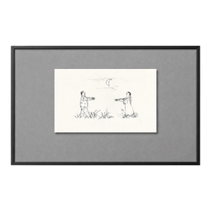 Mid 20th Century Couple Rushing to Embrace — William Steig Figurative Study No. 1, Float Mounted Print, Gallery Framed (20” X 30”)
