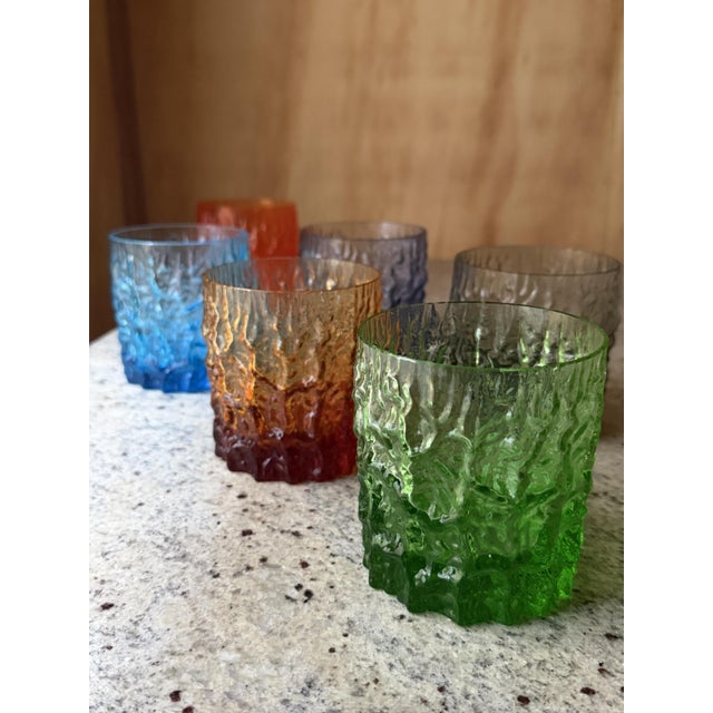 Italian Textured Bark Glasses in the style of Geoffrey Baxter, 1960s, Set of 6 For Sale - Image 14 of 18
