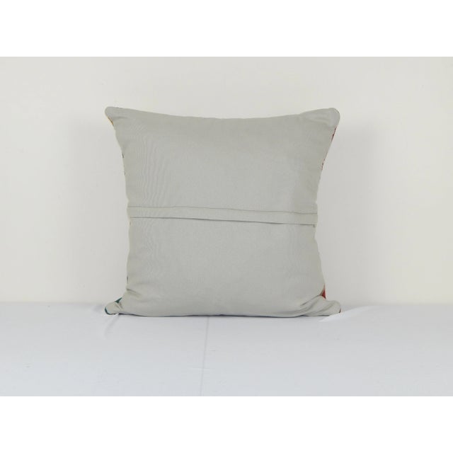 1990s Striped Turkish Organic Wool Kilim Rug Pillow Cover For Sale - Image 5 of 5