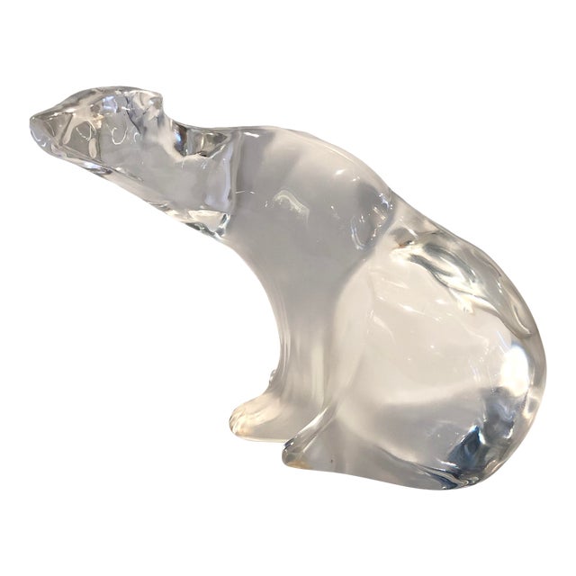 Vintage French Lalique Crystal Glass Polar Bear For Sale