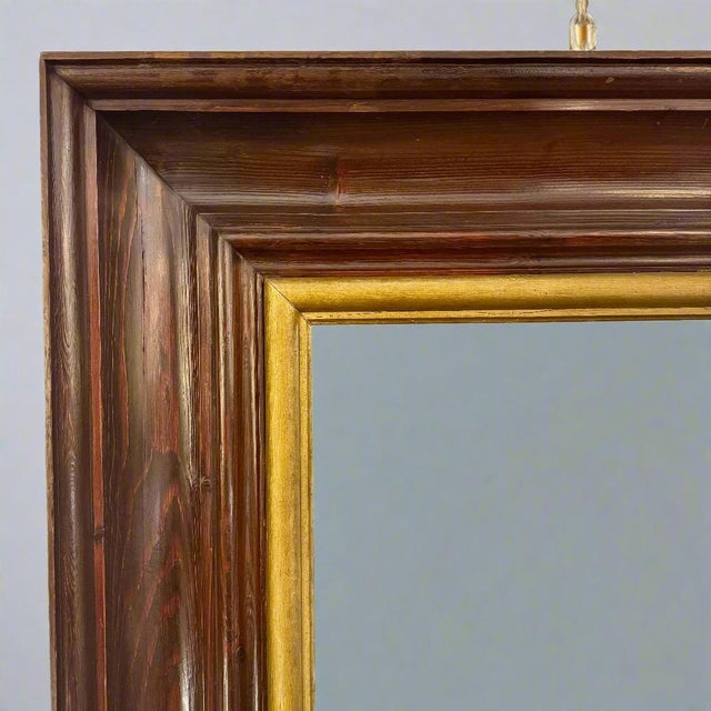 1940s Large Modernist Oak Gilt Mirror France circa 1940 For Sale - Image 5 of 7