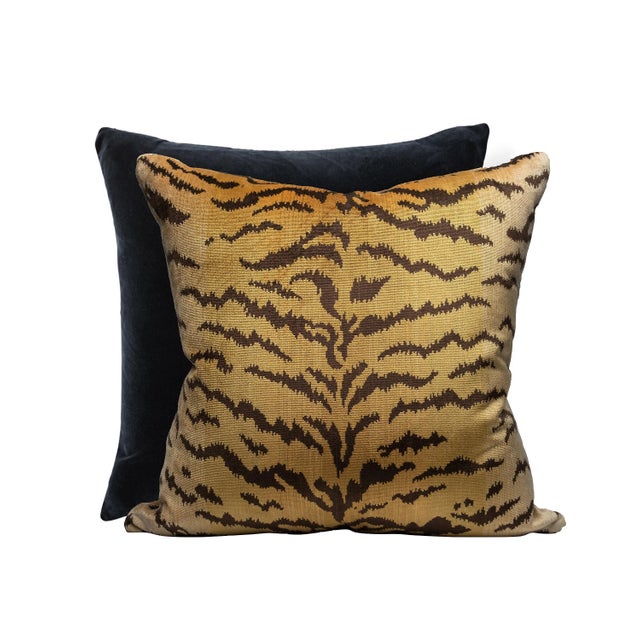 Contemporary The House of Scalamandré Tigre Silk/Indus Pillow, Ivory, Gold & Black For Sale - Image 3 of 3