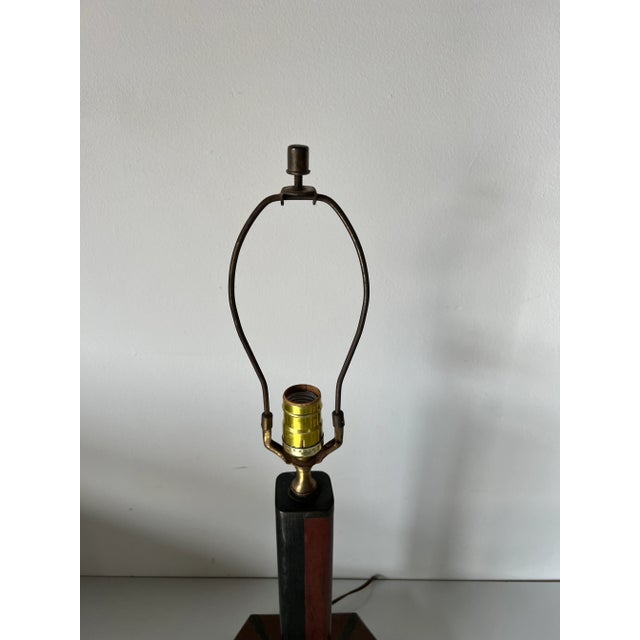 Mid-Century Modern Studio Made Geometric Wood Table Lamp For Sale - Image 10 of 12