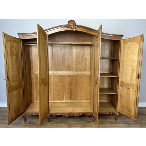 Vintage French Louis XVI Style Oak Four-Door Armoire For Sale - Image 10 of 11