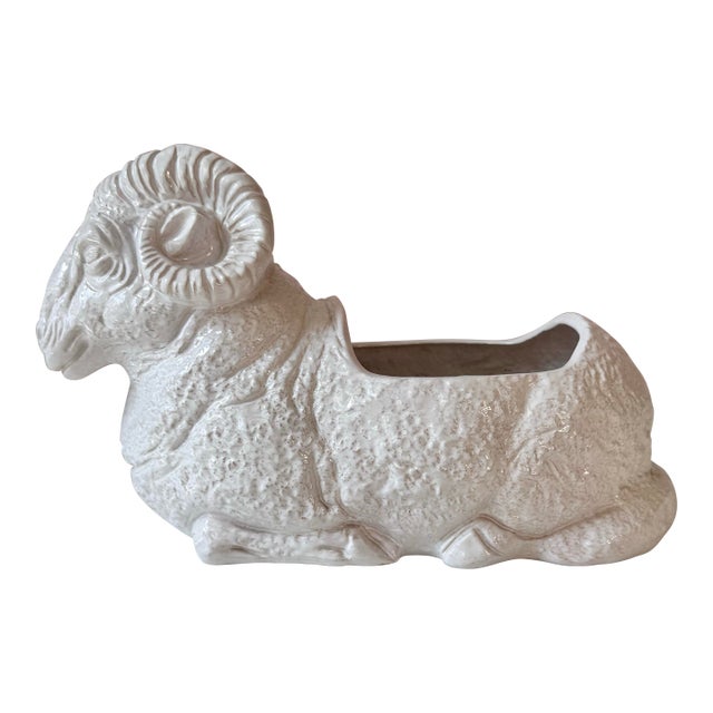 Vintage Italian Ceramic Ram Planter For Sale