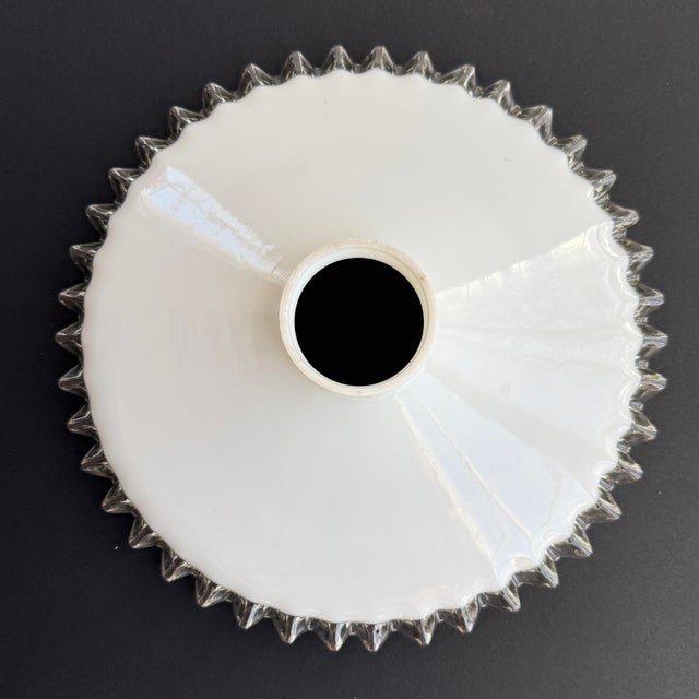 1930s French White Opaline Glass “Frill” Pendant Light, 1930s For Sale - Image 5 of 7