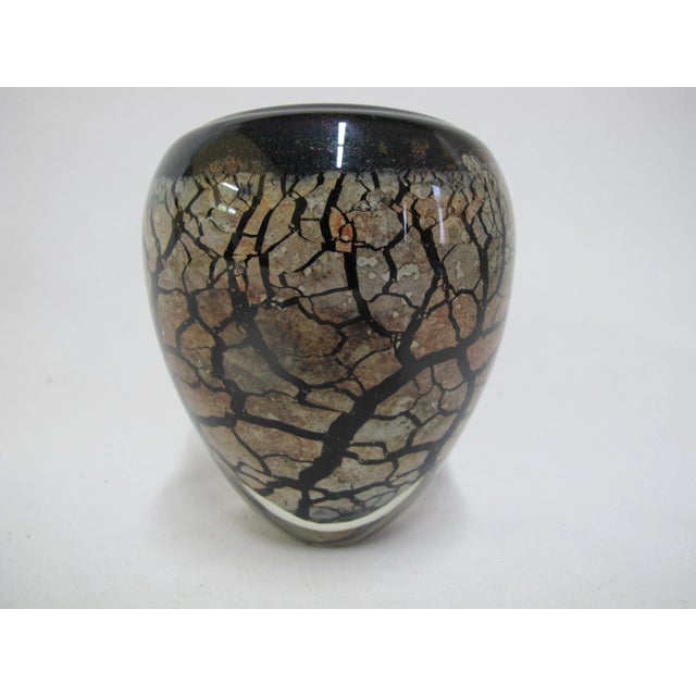 Rrobert Malone Modern Organic Earthy Crackle Glass Studio Art Paperweight Vase For Sale In Portland, OR - Image 6 of 9