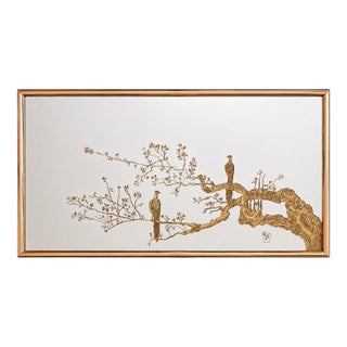 Sebet Silverman for Nurre Mirror Co. Model 4474c Large Chinoiserie Églomisé Wall Mirror For Sale