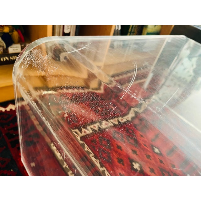 Transparent Vintage Lucite Coffee Table Waterfall Style For Sale - Image 8 of 9