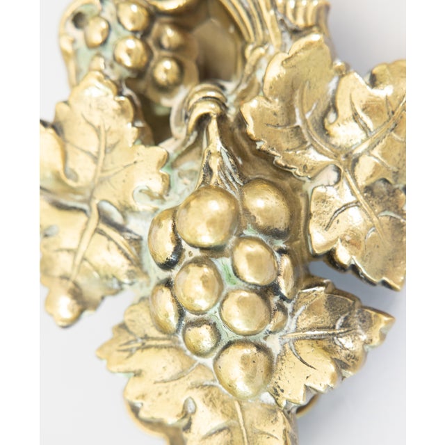 Antique Early 20th Century Brass Grape Cluster & Leaf Door Knocker For Sale - Image 4 of 6