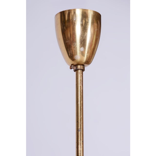 Mid-Century Chandelier in Brass and Frosted Glass, Czech, 1950s For Sale - Image 4 of 12