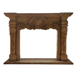 Yellow Travertine Mantle For Sale
