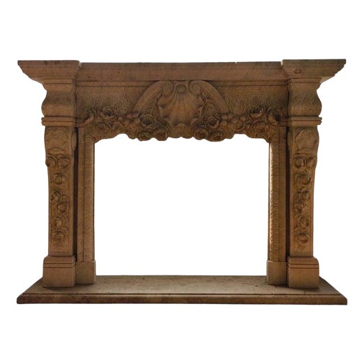 Yellow Travertine Mantle For Sale