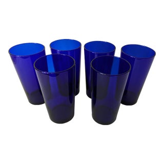 Vintage Libbey Cobalt Blue Glasses - Set of 6 For Sale