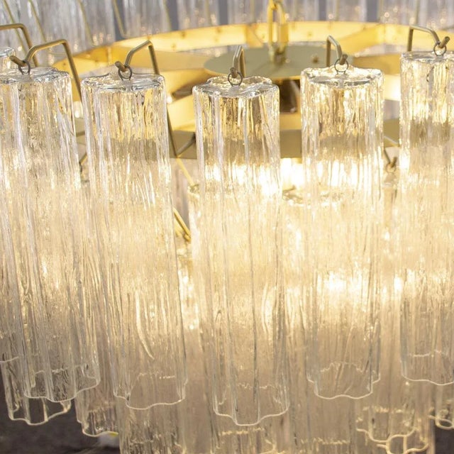 Gold Large Murano Glass Crystal Tronchi Suspension Chandelier, Italy, 1990s For Sale - Image 8 of 13
