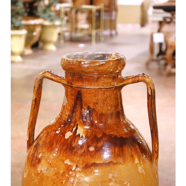 French 19th Century French Terracotta Olive Oil Jar With Handles and Spout For Sale - Image 3 of 10