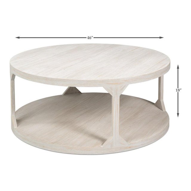 Scandinavian Two-Tier Drum Coffee Table in Grey Pine For Sale - Image 11 of 11