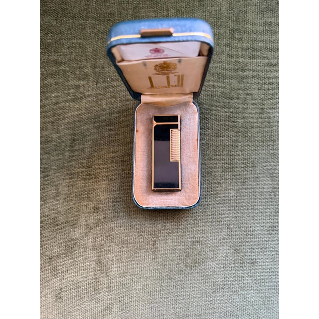 Black Rare Vintage Dunhill Gold Plated Black Lacquer Lighter Original Sky Case For Sale - Image 8 of 13