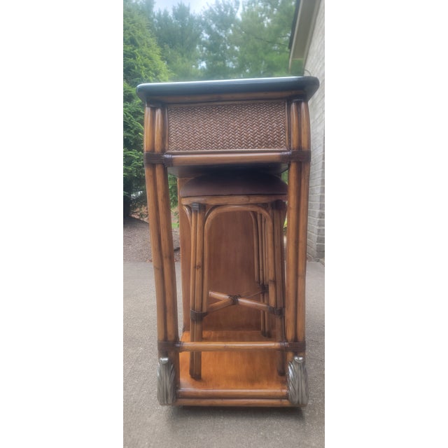 1970's Vintage Bamboo and Rattan Bar Console Table For Sale - Image 4 of 18