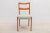 A pair of antique ladder back wooden side chairs. Green stripe upholstery. Dimensions: 45w x 82h x 43d cm seat: 47cm high...