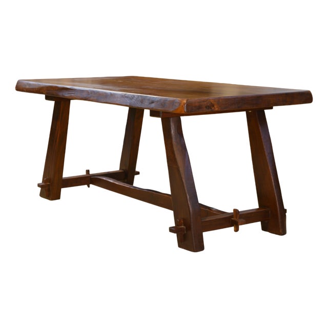 Vintage Brutalist Elm Table by Aranjou, 1950s For Sale